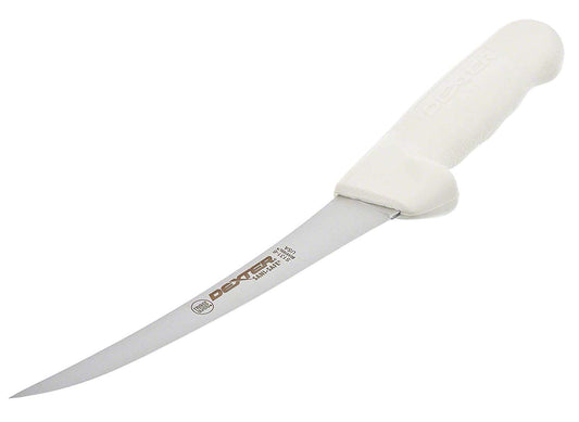 S131F-6PCP 6" Curved Boning Knife | SANI-Safe Series | Stainless Steel Blade | White Textured Grip-Tex Plastic Handle | Slip-Resistant | Made in USA