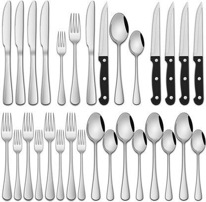 24 PCs Silverware Set Service for 4, Kitchen And Dining Eating Utensils Set