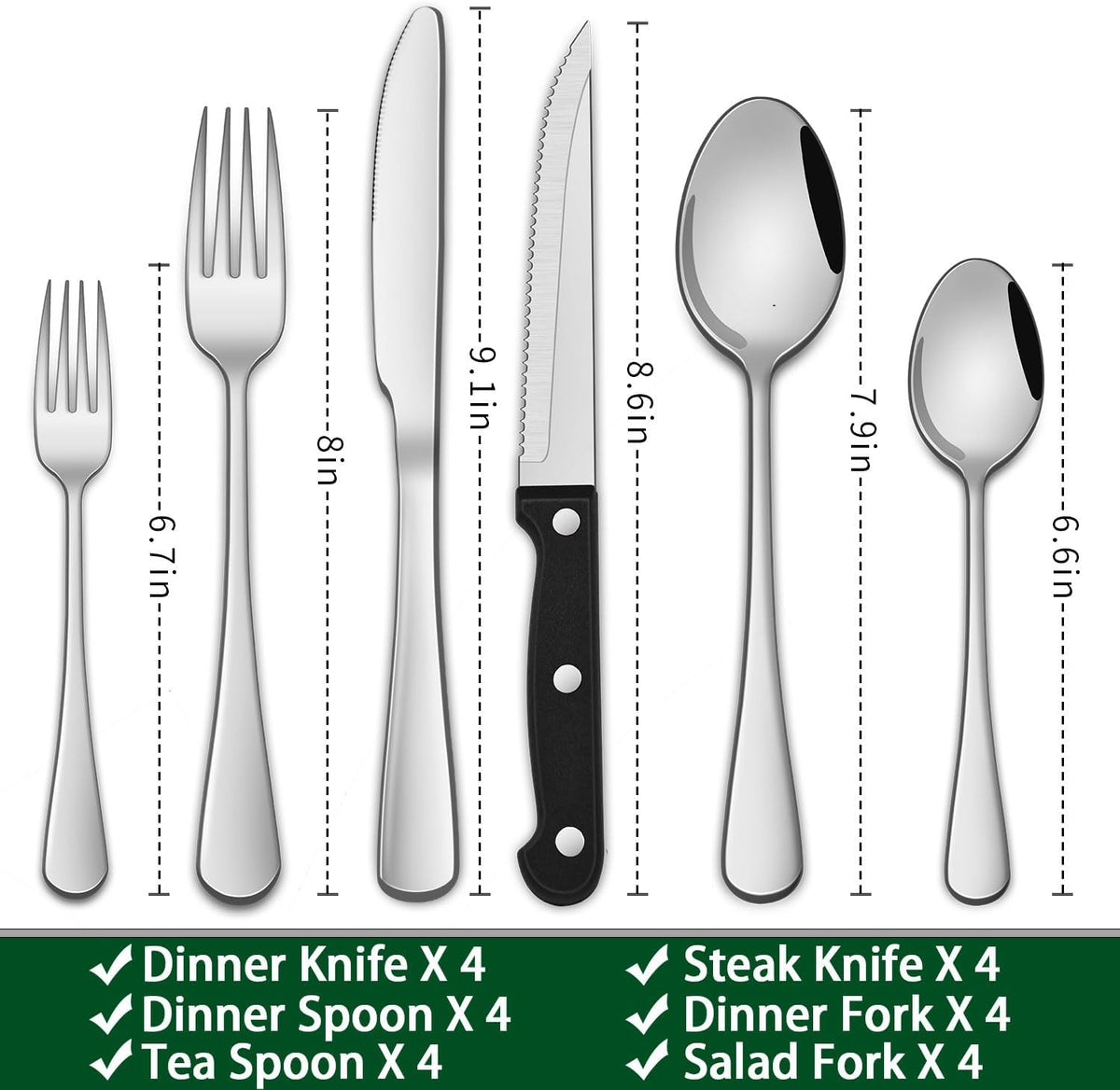 24 PCs Silverware Set Service for 4, Kitchen And Dining Eating Utensils Set
