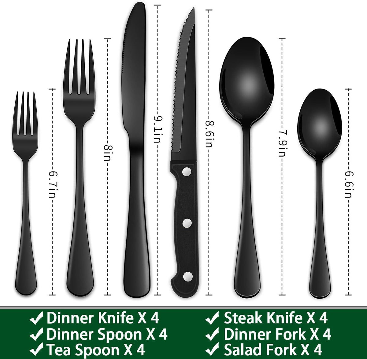 24 PCs Silverware Set Service for 4, Kitchen And Dining Eating Utensils Set