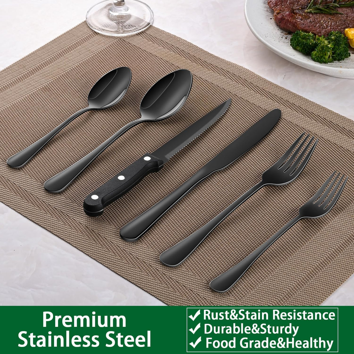 24 PCs Silverware Set Service for 4, Kitchen And Dining Eating Utensils Set