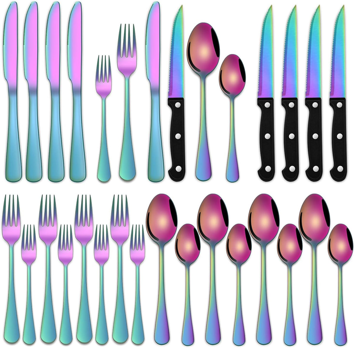 24 PCs Silverware Set Service for 4, Kitchen And Dining Eating Utensils Set