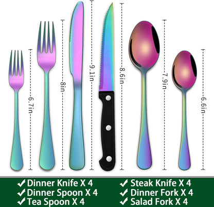 24 PCs Silverware Set Service for 4, Kitchen And Dining Eating Utensils Set