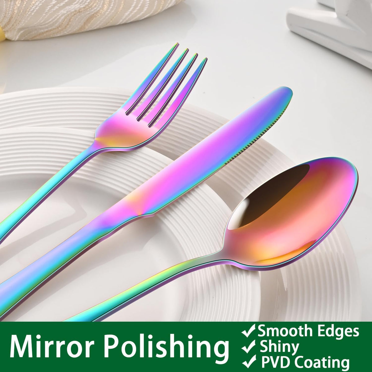 24 PCs Silverware Set Service for 4, Kitchen And Dining Eating Utensils Set
