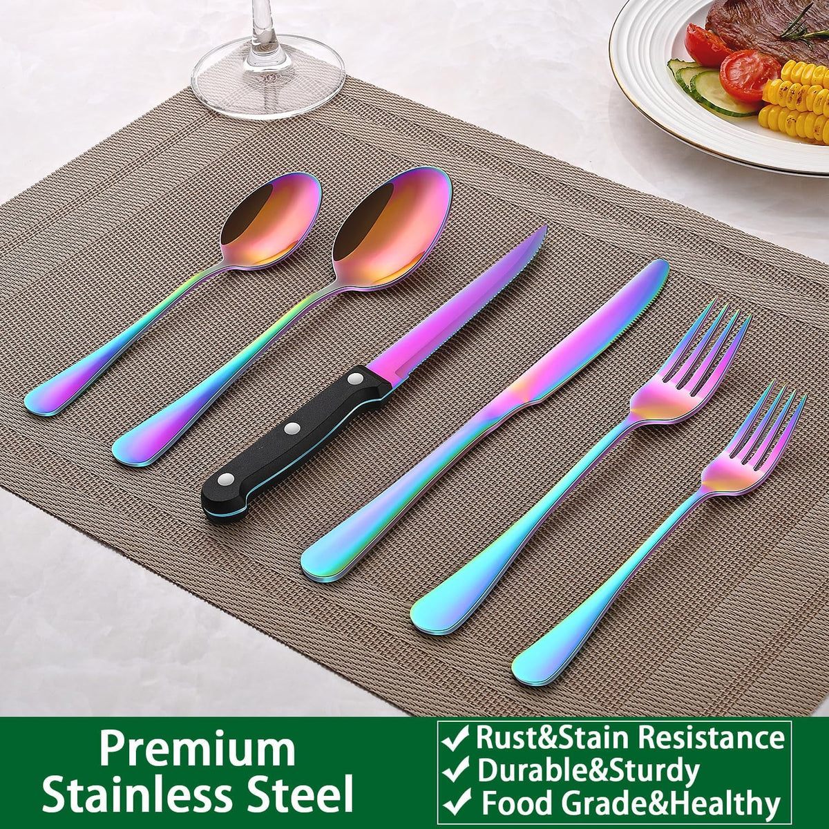 24 PCs Silverware Set Service for 4, Kitchen And Dining Eating Utensils Set