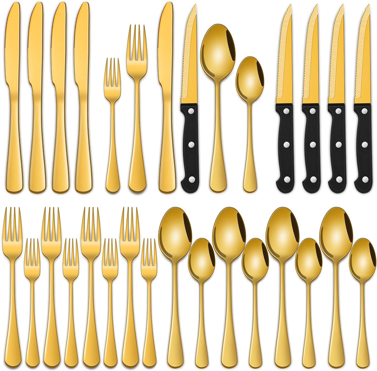 24 PCs Silverware Set Service for 4, Kitchen And Dining Eating Utensils Set
