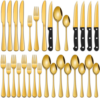 24 PCs Silverware Set Service for 4, Kitchen And Dining Eating Utensils Set