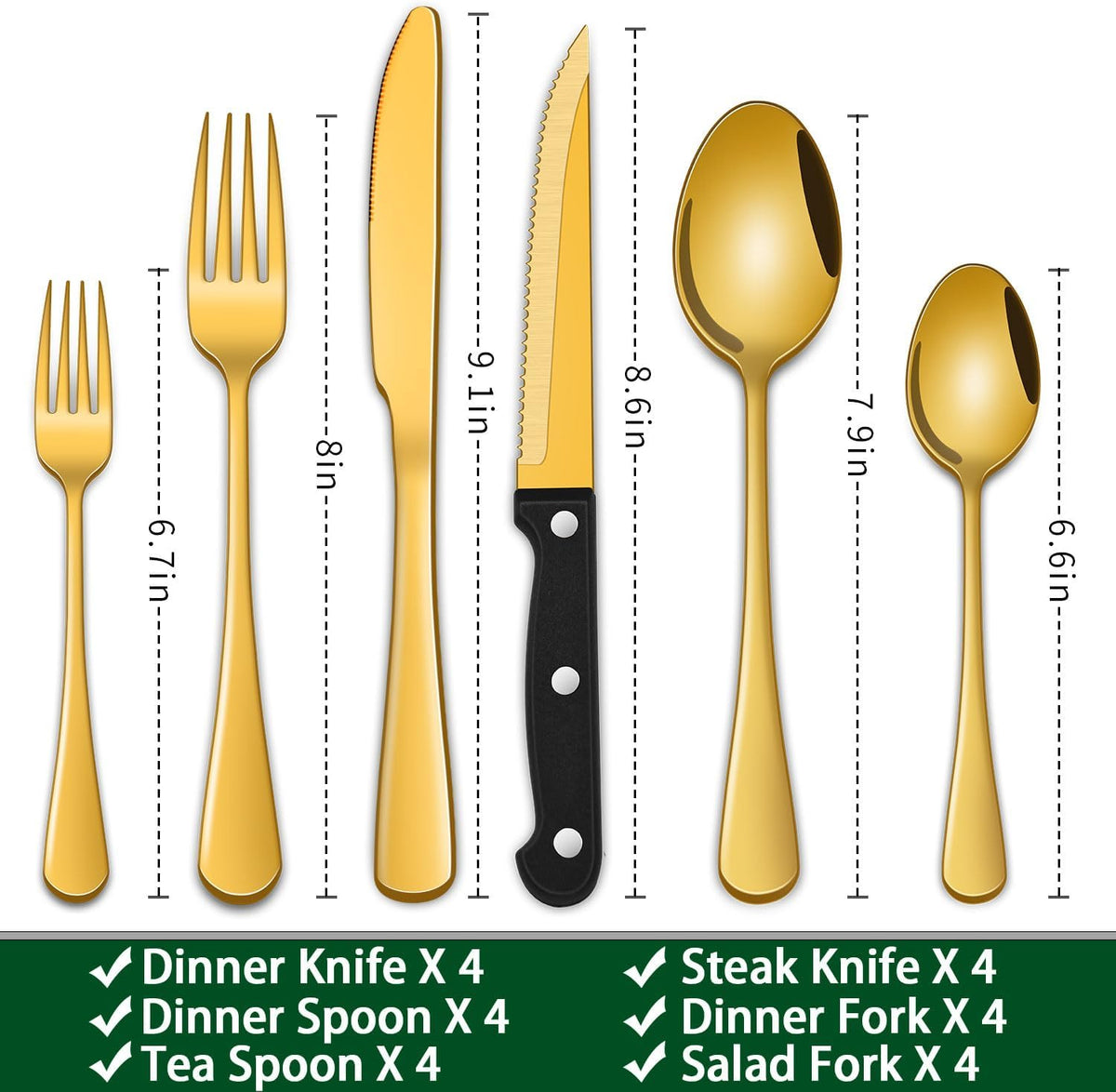 24 PCs Silverware Set Service for 4, Kitchen And Dining Eating Utensils Set