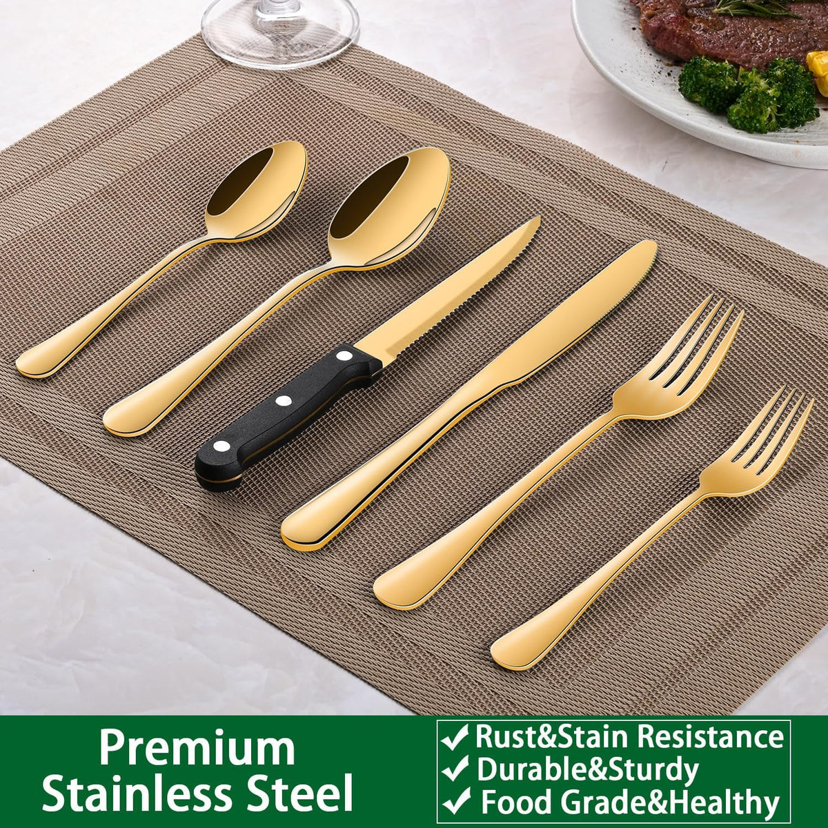 24 PCs Silverware Set Service for 4, Kitchen And Dining Eating Utensils Set