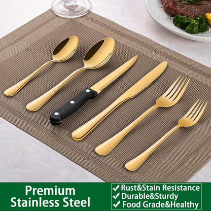 24 PCs Silverware Set Service for 4, Kitchen And Dining Eating Utensils Set