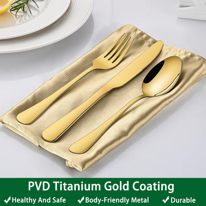 24 PCs Silverware Set Service for 4, Kitchen And Dining Eating Utensils Set