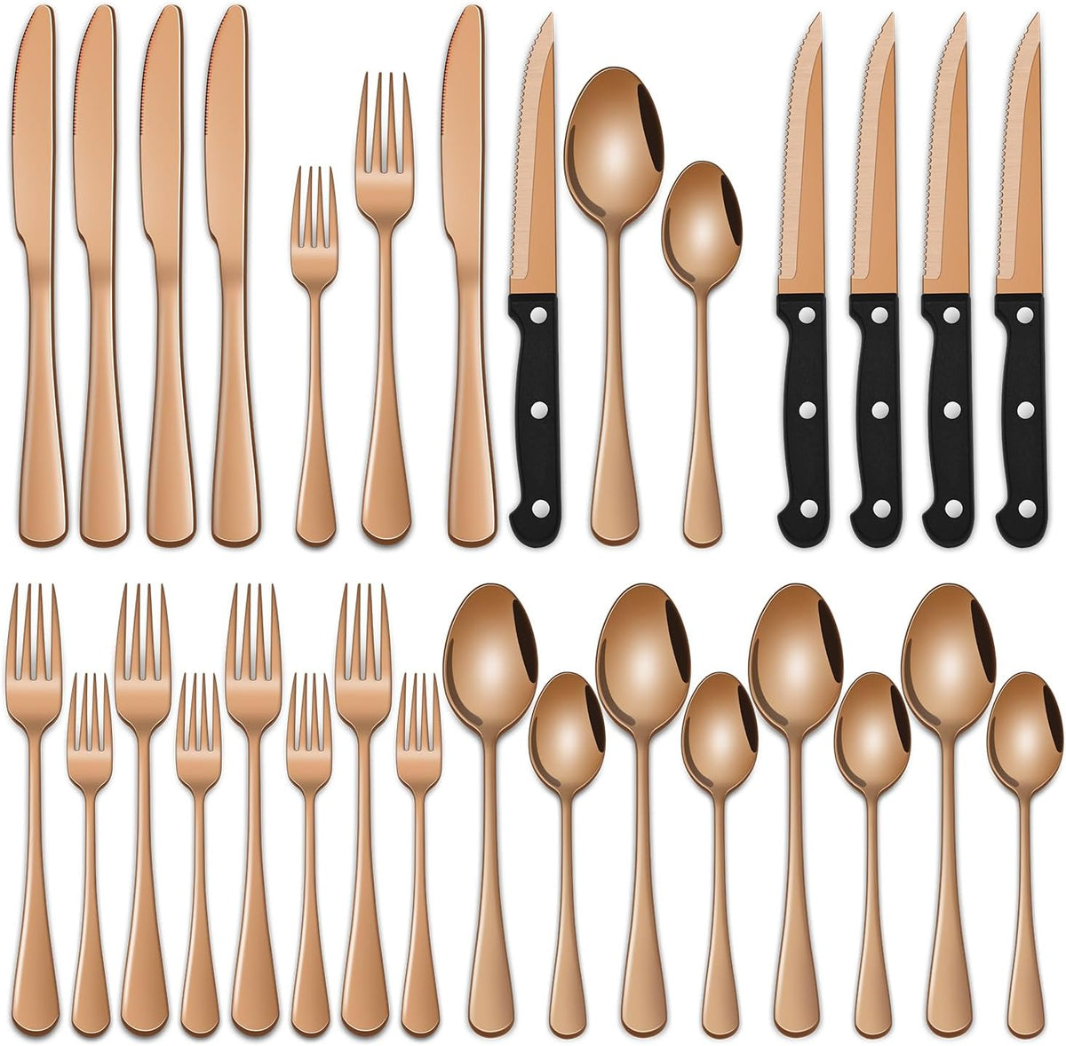 24 PCs Silverware Set Service for 4, Kitchen And Dining Eating Utensils Set