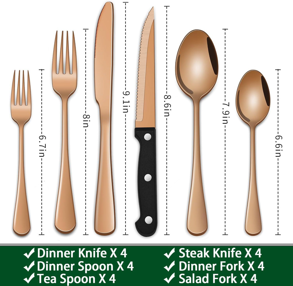 24 PCs Silverware Set Service for 4, Kitchen And Dining Eating Utensils Set