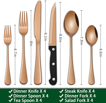24 PCs Silverware Set Service for 4, Kitchen And Dining Eating Utensils Set