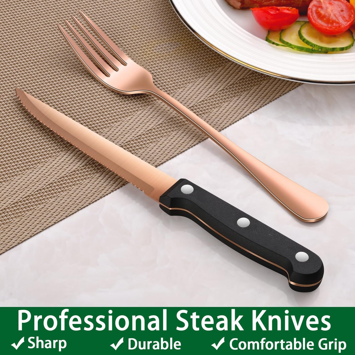 24 PCs Silverware Set Service for 4, Kitchen And Dining Eating Utensils Set