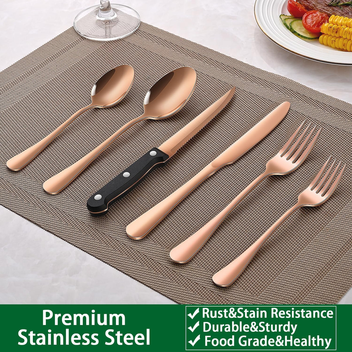 24 PCs Silverware Set Service for 4, Kitchen And Dining Eating Utensils Set