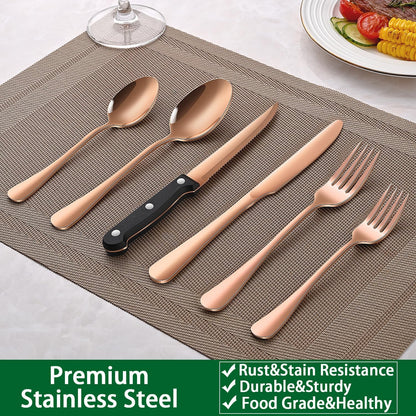 24 PCs Silverware Set Service for 4, Kitchen And Dining Eating Utensils Set