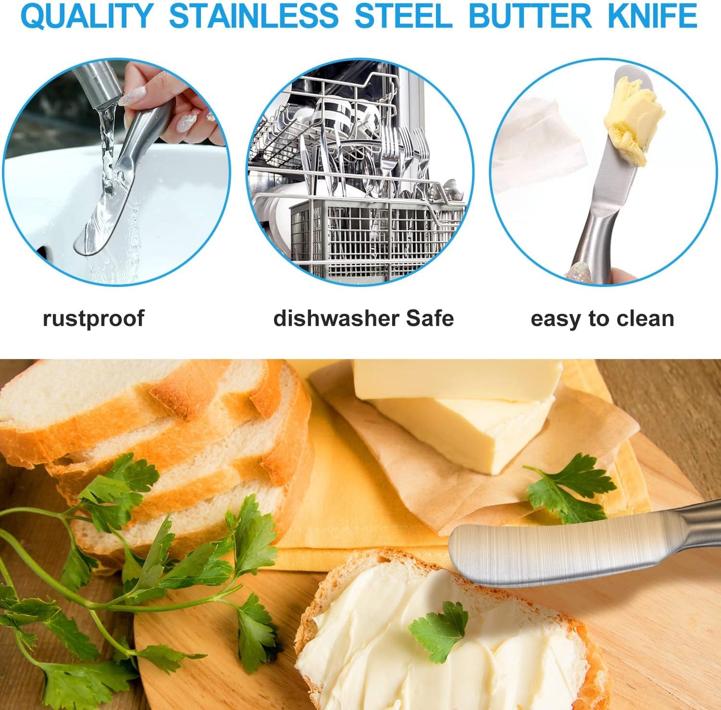 8 Piece Stainless Steel Butter Knives, Cheese Spreaders for Cold Butter, Cream, Jam, Pastry, Dishwasher Safe Utensils, Cheese Knife for Kitchen, Restaurant Party, Wedding Housewarming