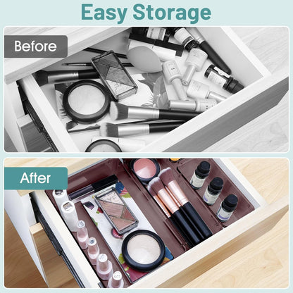 25 PCS Clear Plastic Drawer Organizer Set, 4 Sizes Desk Drawer Divider Organizers and Storage Bins for Makeup, Jewelry, Gadgets for Kitchen, Bedroom, Bathroom, Office