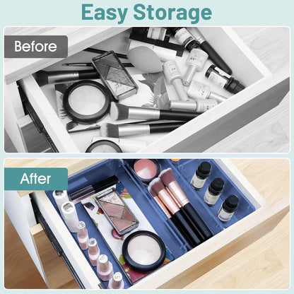 25 PCS Clear Plastic Drawer Organizer Set, 4 Sizes Desk Drawer Divider Organizers and Storage Bins for Makeup, Jewelry, Gadgets for Kitchen, Bedroom, Bathroom, Office