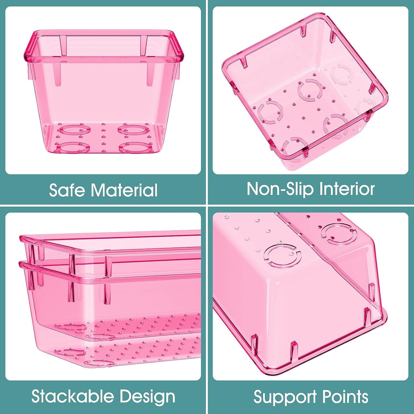 25 PCS Clear Plastic Drawer Organizer Set, 4 Sizes Desk Drawer Divider Organizers and Storage Bins for Makeup, Jewelry, Gadgets for Kitchen, Bedroom, Bathroom, Office