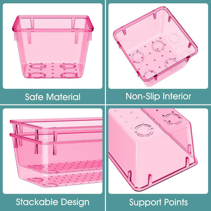 25 PCS Clear Plastic Drawer Organizer Set, 4 Sizes Desk Drawer Divider Organizers and Storage Bins for Makeup, Jewelry, Gadgets for Kitchen, Bedroom, Bathroom, Office