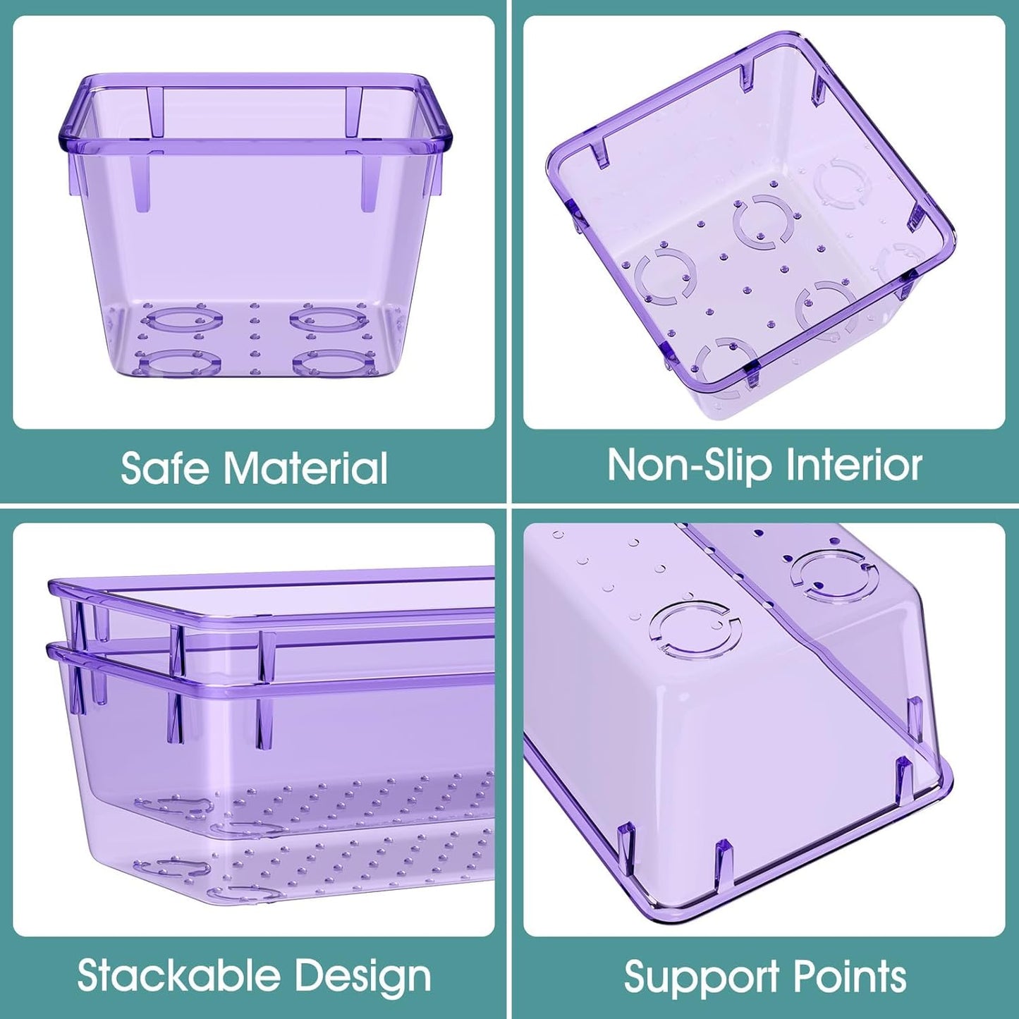 25 PCS Clear Plastic Drawer Organizer Set, 4 Sizes Desk Drawer Divider Organizers and Storage Bins for Makeup, Jewelry, Gadgets for Kitchen, Bedroom, Bathroom, Office