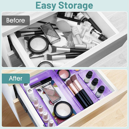 25 PCS Clear Plastic Drawer Organizer Set, 4 Sizes Desk Drawer Divider Organizers and Storage Bins for Makeup, Jewelry, Gadgets for Kitchen, Bedroom, Bathroom, Office