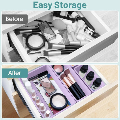 25 PCS Clear Plastic Drawer Organizer Set, 4 Sizes Desk Drawer Divider Organizers and Storage Bins for Makeup, Jewelry, Gadgets for Kitchen, Bedroom, Bathroom, Office