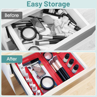 25 PCS Clear Plastic Drawer Organizer Set, 4 Sizes Desk Drawer Divider Organizers and Storage Bins for Makeup, Jewelry, Gadgets for Kitchen, Bedroom, Bathroom, Office