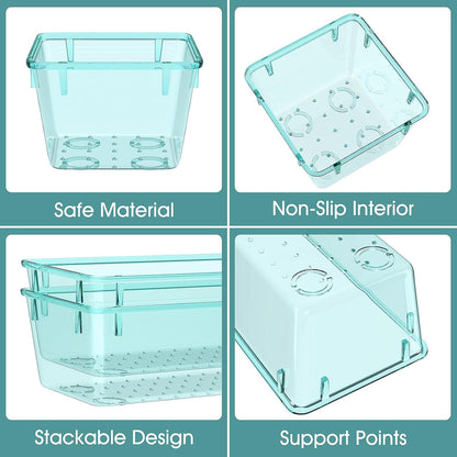 25 PCS Clear Plastic Drawer Organizer Set, 4 Sizes Desk Drawer Divider Organizers and Storage Bins for Makeup, Jewelry, Gadgets for Kitchen, Bedroom, Bathroom, Office