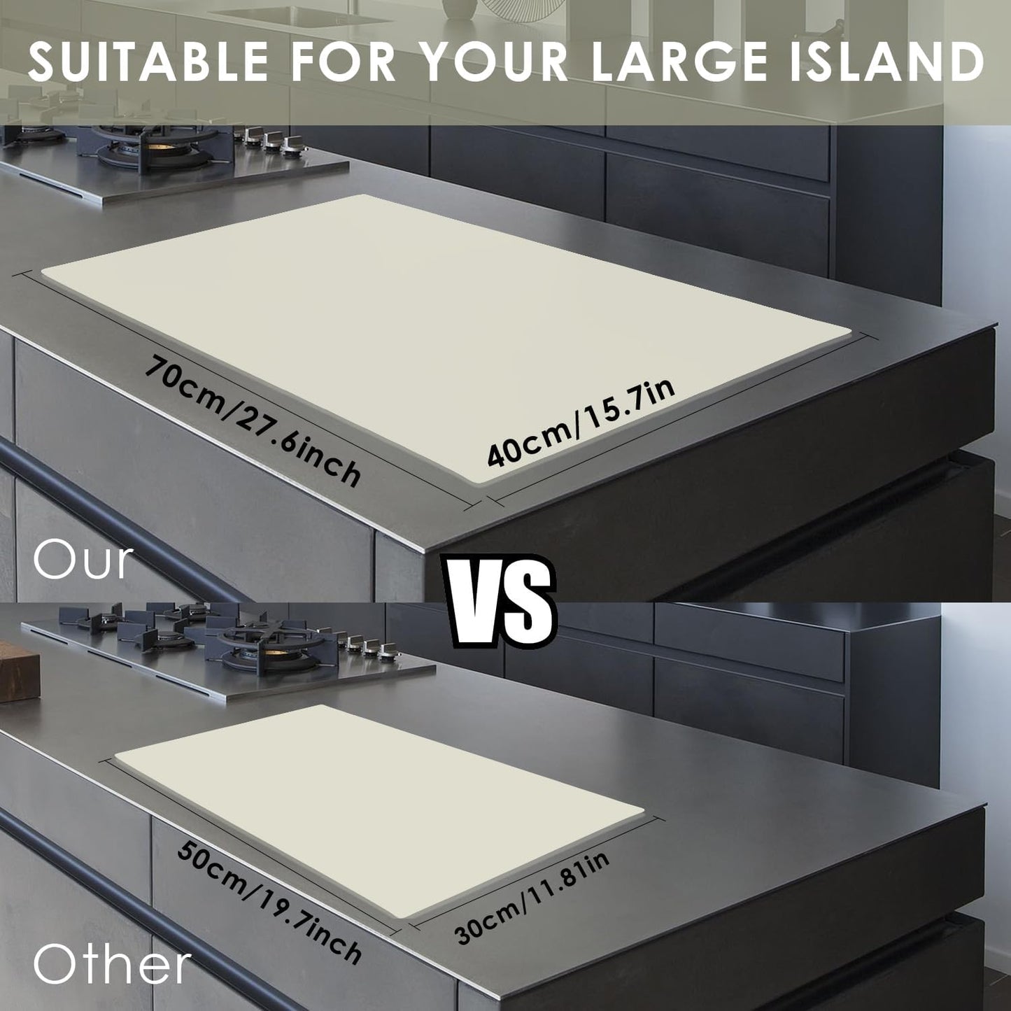 Extra Large Dark Green Countertop Mat - Silicone Table Kitchen Desk Mat - Non-Slip & Heat Resistant - Dinner Placemat Pastry Dough Rolling Mat - Colors B