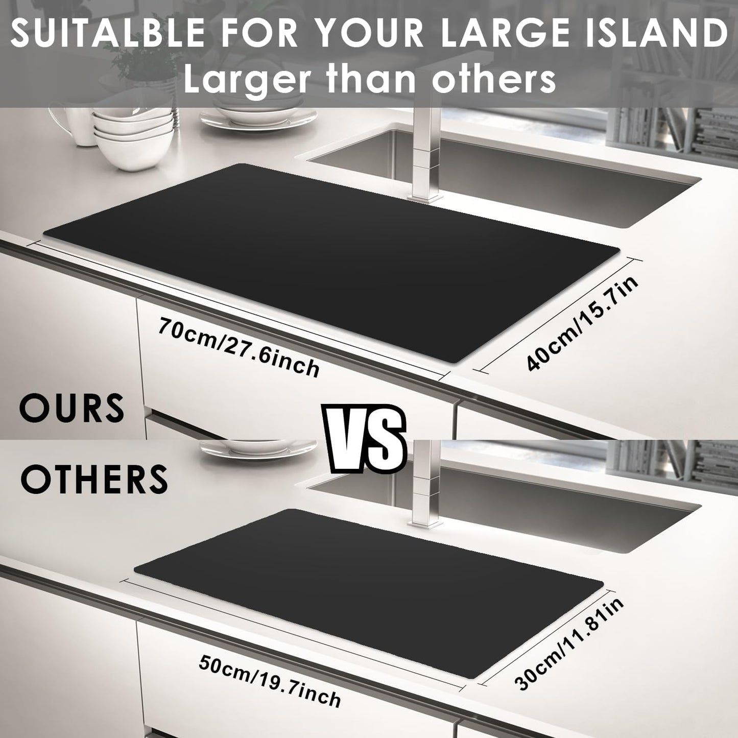Extra Large Dark Green Countertop Mat - Silicone Table Kitchen Desk Mat - Non-Slip & Heat Resistant - Dinner Placemat Pastry Dough Rolling Mat - Colors B