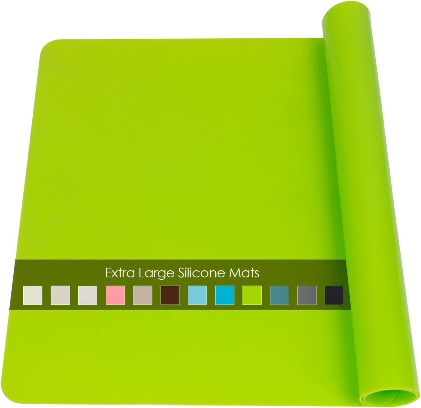 Extra Large Dark Green Countertop Mat - Silicone Table Kitchen Desk Mat - Non-Slip & Heat Resistant - Dinner Placemat Pastry Dough Rolling Mat - Colors B