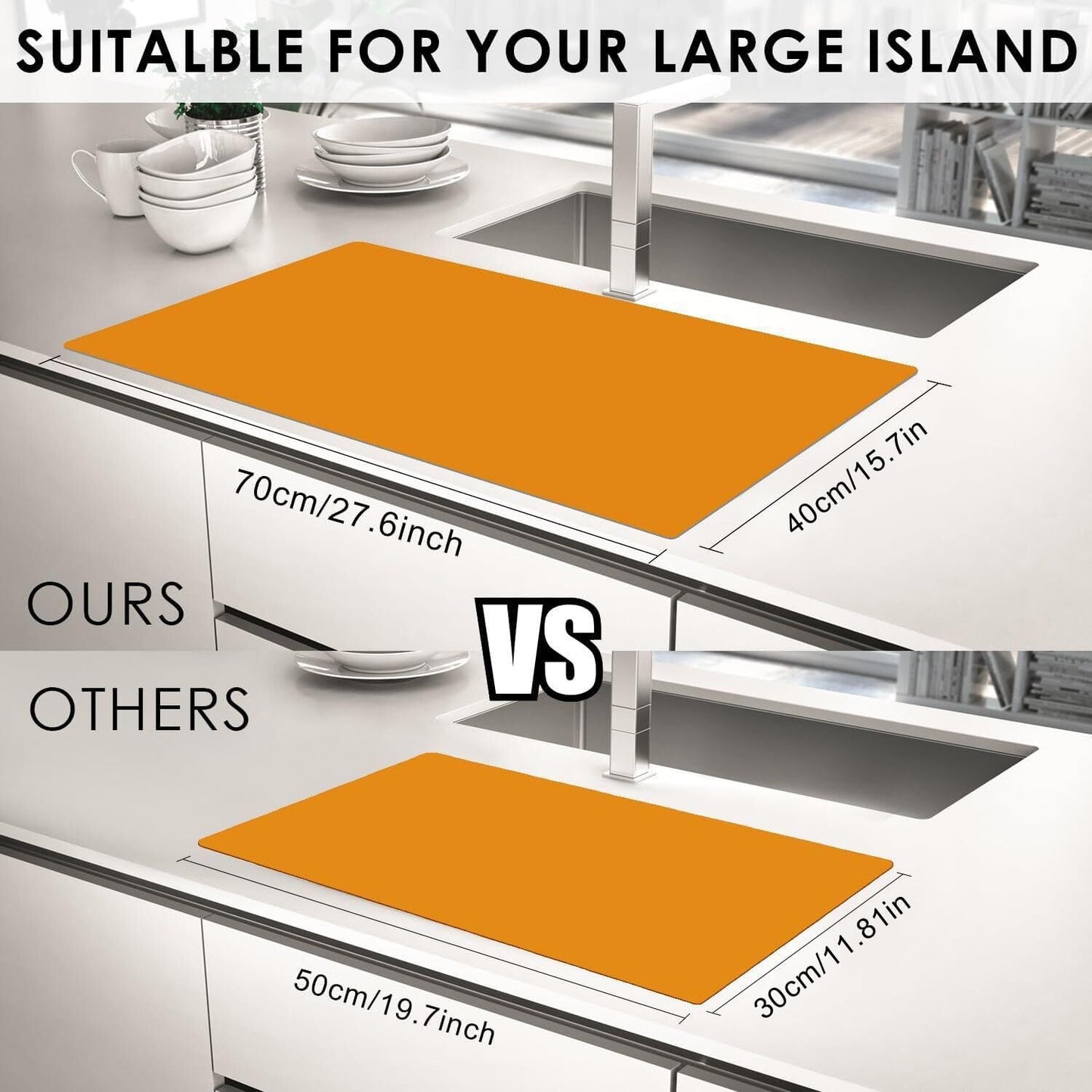 Extra Large Dark Green Countertop Mat - Silicone Table Kitchen Desk Mat - Non-Slip & Heat Resistant - Dinner Placemat Pastry Dough Rolling Mat - Colors B