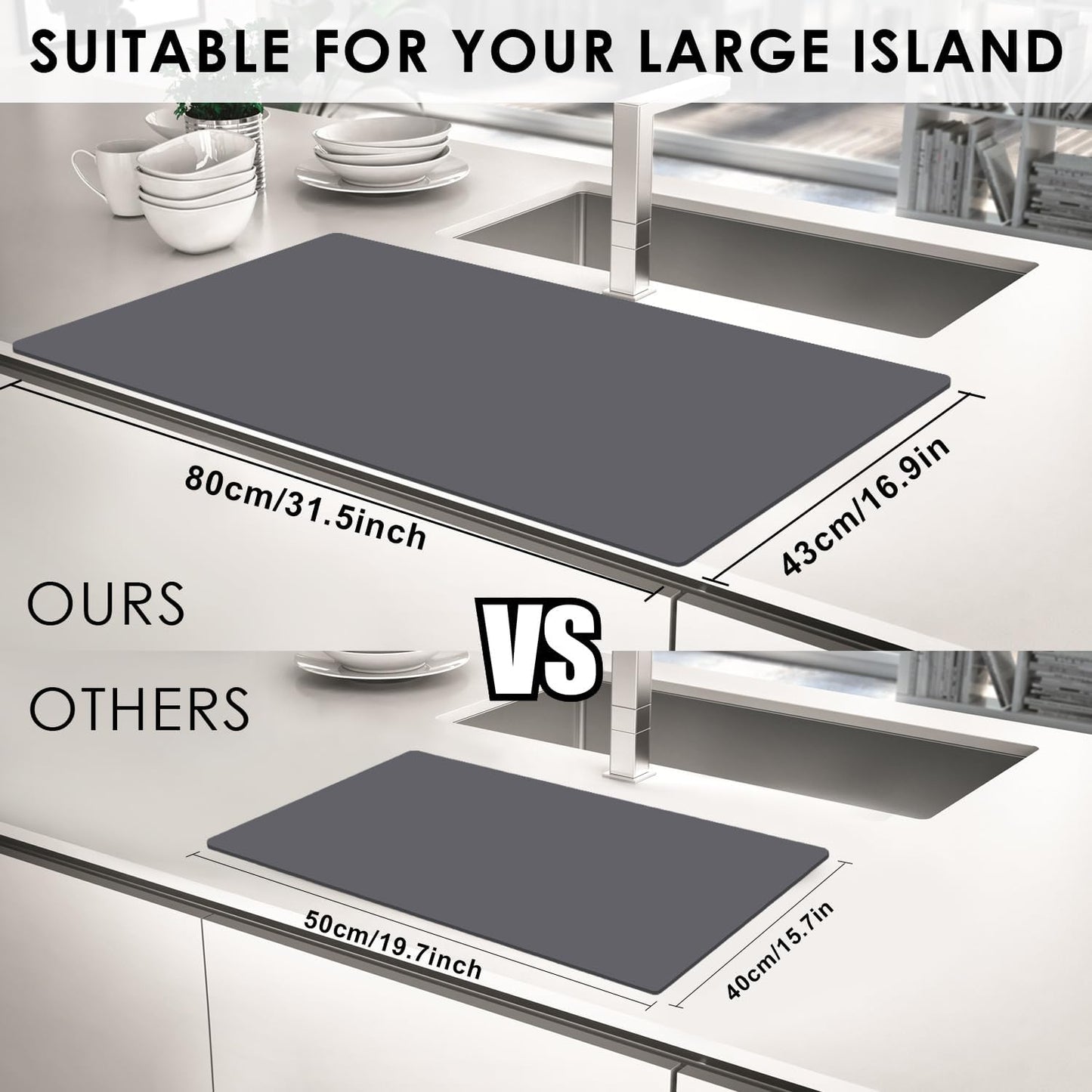 Extra Large Dark Green Countertop Mat - Silicone Table Kitchen Desk Mat - Non-Slip & Heat Resistant - Dinner Placemat Pastry Dough Rolling Mat - Colors B