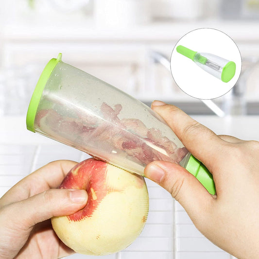 7.9x2.0in Vegetable Peeler, Multifunctional Storage Peeler with Container, Stainless Steel Storage Type Peeling Knife with Barrel