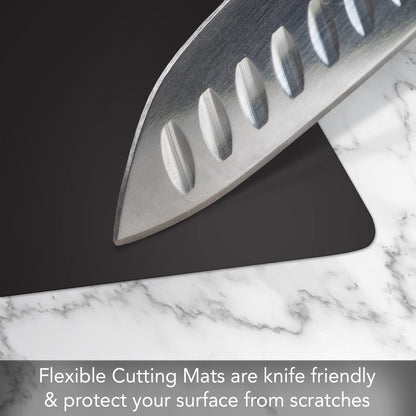 Black Flexible Plastic Cutting Board Mat 2 Pack, 15" x 11.5", Made in the USA, Easily Funnels Foods, Knife Friendly, Easily Wipes Clean