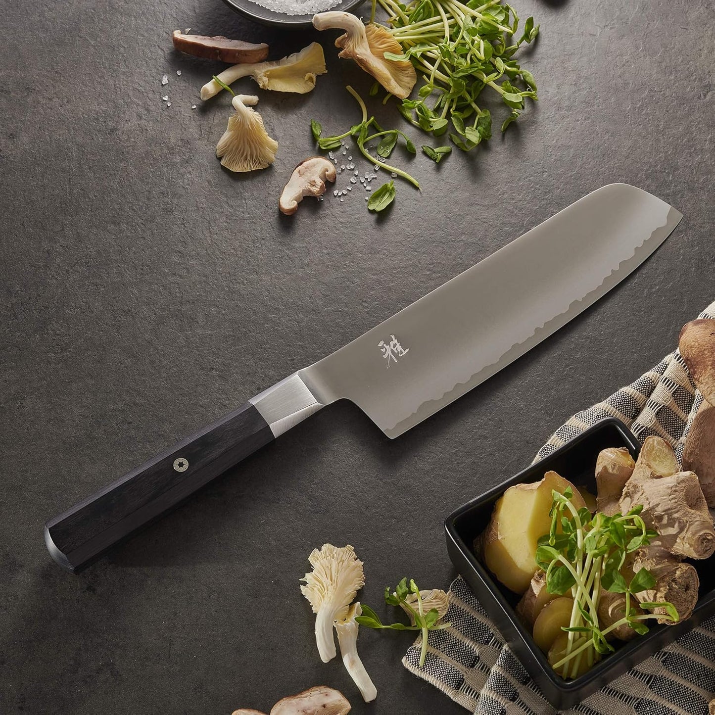 Koh Nakiri Knife,Black/Stainless Steel,6.5"