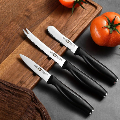 Acciaio High Carbon Stainless Steel 3 Piece Tomato Knife Set (Black)