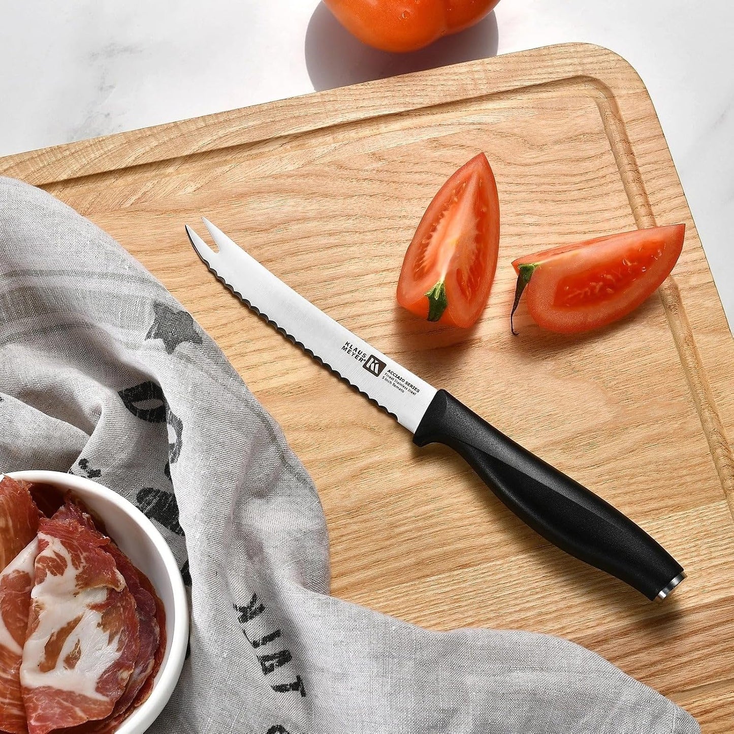 Acciaio High Carbon Stainless Steel 3 Piece Tomato Knife Set (Black)