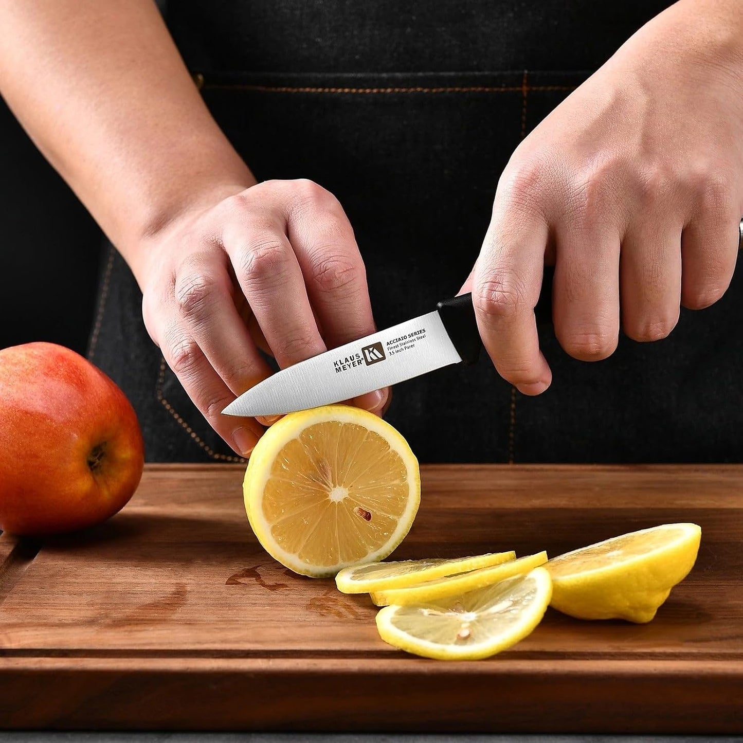 Acciaio High Carbon Stainless Steel 3 Piece Tomato Knife Set (Black)