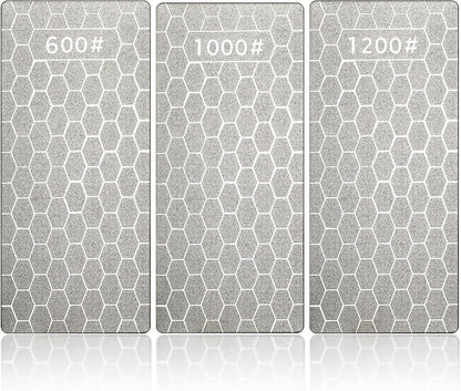 3Pcs Diamond Sharpening Stone Set Diamond Plate Professional Bench Stone for Kitchen Sharpening Dull Blunt or Tired Edges, 5.9 x 2.48 Inches(600 Grit, 1000 Grit, 1200 Grit)