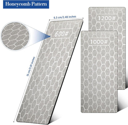 3Pcs Diamond Sharpening Stone Set Diamond Plate Professional Bench Stone for Kitchen Sharpening Dull Blunt or Tired Edges, 5.9 x 2.48 Inches(600 Grit, 1000 Grit, 1200 Grit)