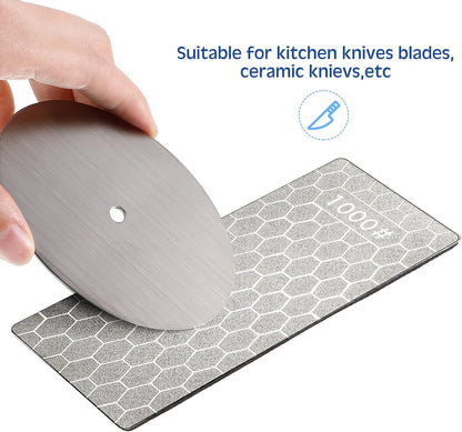 3Pcs Diamond Sharpening Stone Set Diamond Plate Professional Bench Stone for Kitchen Sharpening Dull Blunt or Tired Edges, 5.9 x 2.48 Inches(600 Grit, 1000 Grit, 1200 Grit)