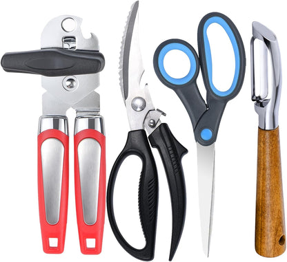 Left Handed Kitchen Scissors Poultry Shears，Can Opener, Peeler Set (4 in 1) | Lefty Kitchen Tools Utensils for Left Hand People/Adults