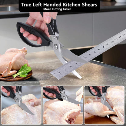 Left Handed Kitchen Scissors Poultry Shears，Can Opener, Peeler Set (4 in 1) | Lefty Kitchen Tools Utensils for Left Hand People/Adults