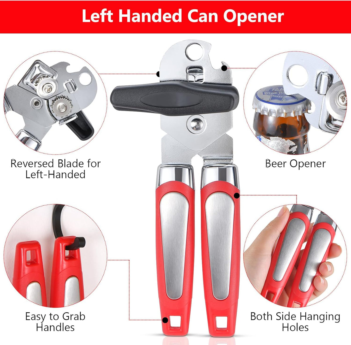 Left Handed Kitchen Scissors Poultry Shears，Can Opener, Peeler Set (4 in 1) | Lefty Kitchen Tools Utensils for Left Hand People/Adults