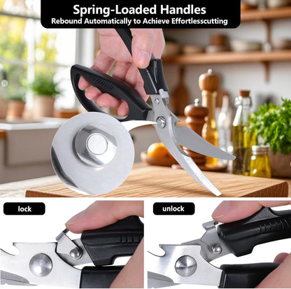 Left Handed Kitchen Scissors Poultry Shears，Can Opener, Peeler Set (4 in 1) | Lefty Kitchen Tools Utensils for Left Hand People/Adults