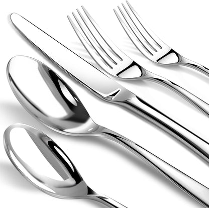 Silverware Set for 12, Heavy Duty Stainless Steel Silverware Set,60 Piece | Mirror Polished Premium Modern Cutlery Flatware Set include Fork Knife Spoon Set,Dishwasher Safe,Utensil set
